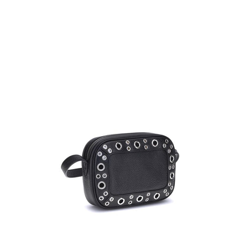 Valentino Garavani Nellcôte Eyelet Shoulder Bag Black Calf Leather – Women