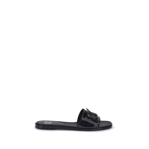 Valentino Garavani VLogo Slide Sandals – Women's Black Patent Leather Slides