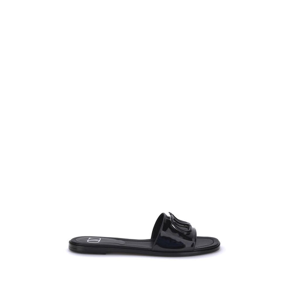 Valentino Garavani VLogo Slide Sandals – Women's Black Patent Leather Slides
