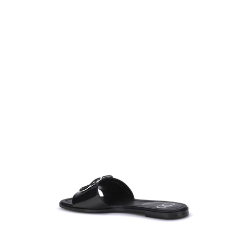 Valentino Garavani VLogo Slide Sandals – Women's Black Patent Leather Slides
