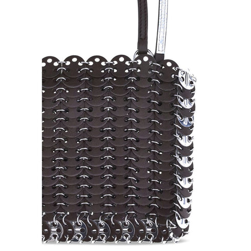 Rabanne Flip 1969 Black Leather & Metal Disc Shoulder Bag for Women