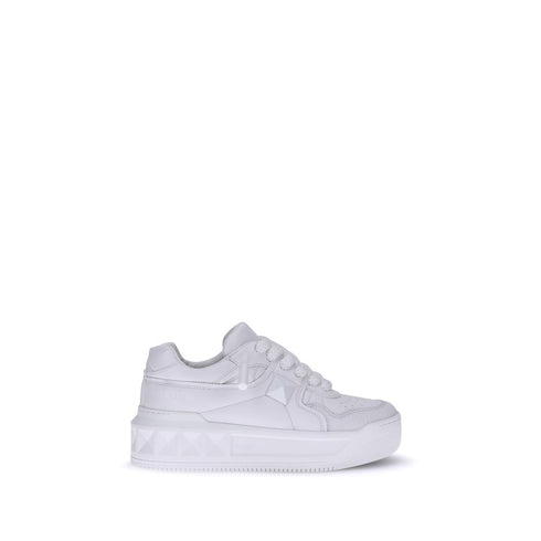 Valentino Garavani Reedots XL Sneakers White Calf Leather Chunky Sole Shoes for Women