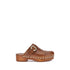 Chloé Jeannette Brown Leather Mule Clogs with Wooden Platform and Gold Studs - Women’s