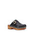 Chloé Jeannette Black Leather Mule Clogs with Wooden Platform and Gold Studs - Women’s