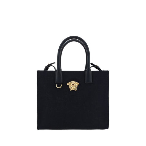 Versace Black Canvas & Leather Medusa Shoulder Bag for Women