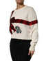 Dolce & Gabbana White Sequined Crew Neck Pullover Sweater
