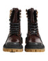 Dolce & Gabbana Brown Black Leather Boots Zipper Lace Up Shoes
