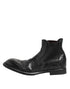Dolce & Gabbana Black Leather Ankle Boots Slip On Shoes