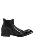 Dolce & Gabbana Black Leather Ankle Boots Slip On Shoes
