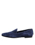 Dolce & Gabbana Blue Velvet DG Logo Loafers Formal Shoes