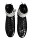 Dolce & Gabbana Black Quilted Leather Lace Up Sneakers Shoes