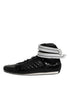 Dolce & Gabbana Black Quilted Leather Lace Up Sneakers Shoes