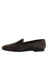 Dolce & Gabbana Brown Velvet Leather Slip On Loafers Shoes