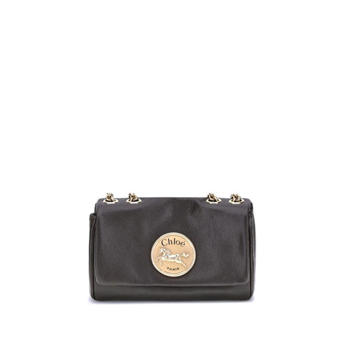 Chloé Heritage Shoulder Bag – Brown Leather with Gold Medallion for Women