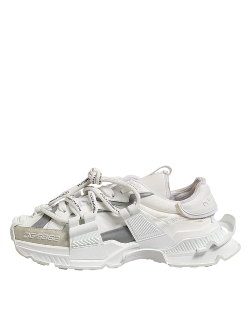 Dolce & Gabbana White Gray Low Top Space Sneakers Shoes