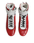 Dolce & Gabbana Red Quilted Leather Lace Up Sneakers Shoes