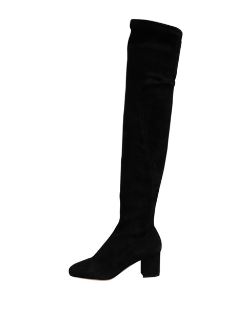Dolce & Gabbana Black Suede Leather Knee High Boots – Women’s Luxury Shoes