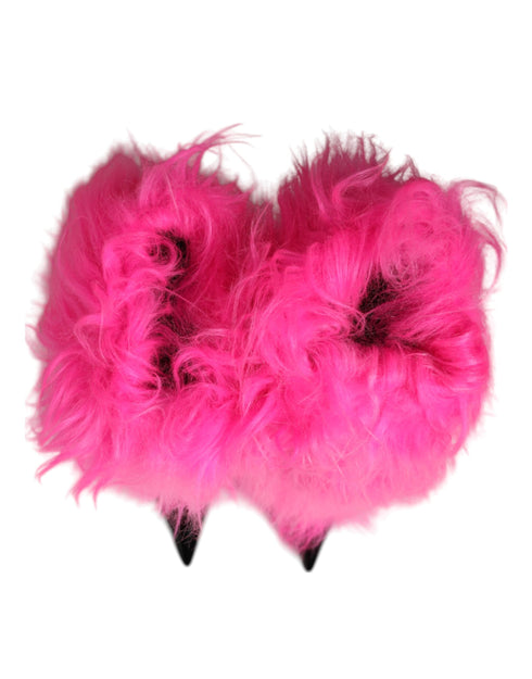 Dolce & Gabbana Pink Faux Fur Leather High Heels Boots Shoes - Women’s