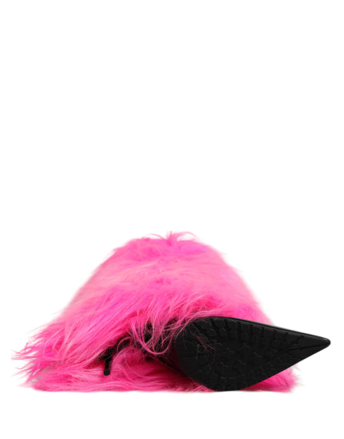 Dolce & Gabbana Pink Faux Fur Leather High Heels Boots Shoes - Women’s
