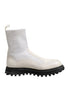 Dolce & Gabbana White Beige DG Logo Mid Calf Boots Shoes