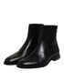 Dolce & Gabbana Black Leather Logo Ankle Boots Studded Shoes