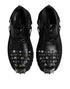 Dolce & Gabbana Black Leather Embellished Trekking Derby Shoes