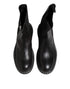 Dolce & Gabbana Black Leather Mid Calf Boots Flats Shoes