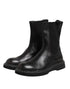 Dolce & Gabbana Black Leather Mid Calf Boots Flats Shoes