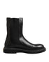 Dolce & Gabbana Black Leather Mid Calf Boots Flats Shoes