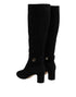 Dolce & Gabbana Black Suede Leather Knee High Boots – Women's Shoes