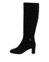 Dolce & Gabbana Black Suede Leather Knee High Boots – Women's Shoes