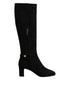 Dolce & Gabbana Black Suede Leather Knee High Boots – Women's Shoes