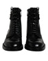 Dolce & Gabbana Black Leather Mid Calf Boots Lace Up Shoes