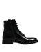 Dolce & Gabbana Black Leather Mid Calf Boots Lace Up Shoes