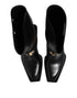 Dolce & Gabbana Black Leather High Boots Flats Shoes