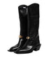 Dolce & Gabbana Black Leather High Boots Flats Shoes