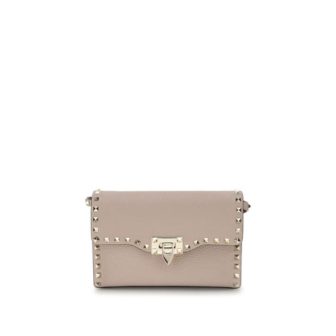 Valentino Garavani Rockstud Nude Beige Calf Leather Shoulder Bag for Women
