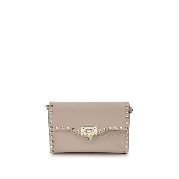 Valentino Garavani Rockstud Nude Beige Calf Leather Shoulder Bag for Women