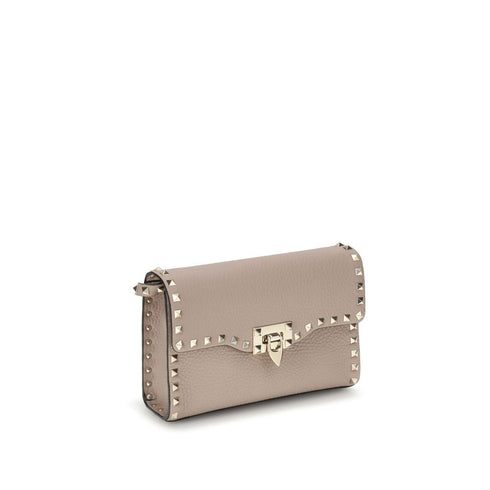 Valentino Garavani Rockstud Nude Beige Calf Leather Shoulder Bag for Women