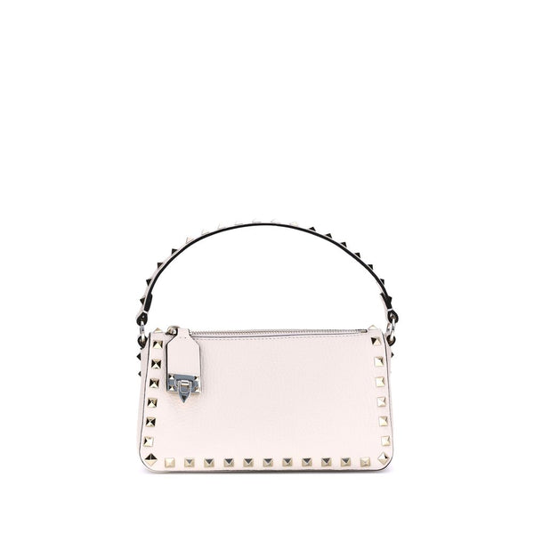 Valentino Garavani Rockstud Shoulder Bag – White Calf Leather Zip-Up for Women