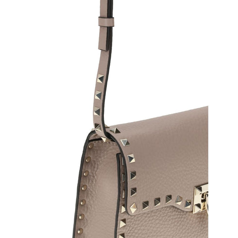 Valentino Garavani Rockstud Nude Beige Calf Leather Shoulder Bag for Women