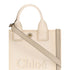 Chloé Carry Beige Cotton Leather Trim Tote Bag for Women