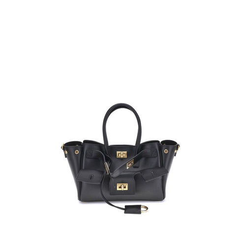 Balenciaga Bel Air Mini Black Calfskin Leather Handbag – Women’s Luxury Top Handle Bag with Gold Hardware