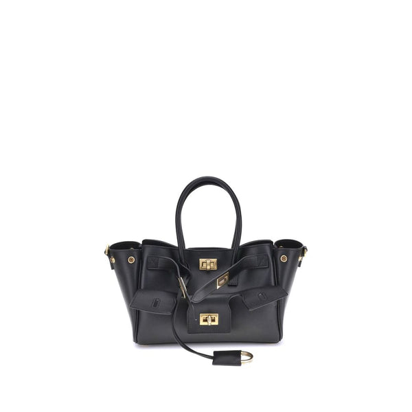 Balenciaga Bel Air Mini Black Calfskin Leather Handbag – Women’s Luxury Top Handle Bag with Gold Hardware