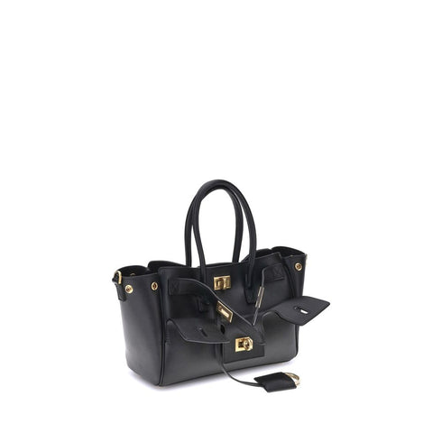 Balenciaga Bel Air Mini Black Calfskin Leather Handbag – Women’s Luxury Top Handle Bag with Gold Hardware