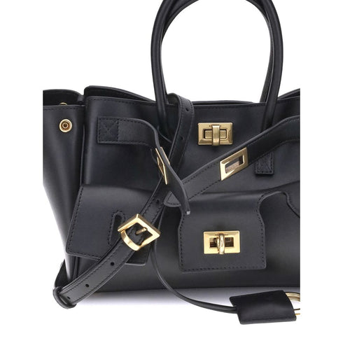 Balenciaga Bel Air Mini Black Calfskin Leather Handbag – Women’s Luxury Top Handle Bag with Gold Hardware