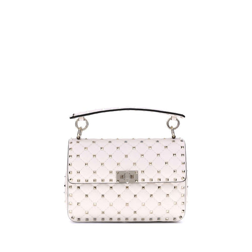 Valentino Garavani Rockstud Spike Medium Shoulder Bag White Lamb Leather - Women’s