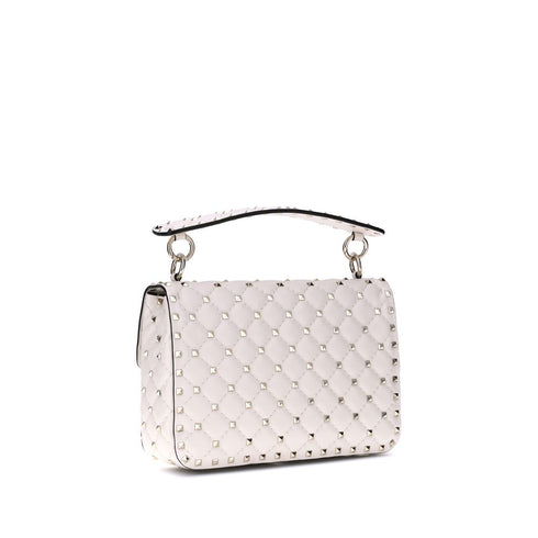 Valentino Garavani Rockstud Spike Medium Shoulder Bag White Lamb Leather - Women’s