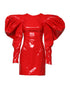 Dolce & Gabbana Red Patent Leather Puff Sleeves Mini Dress