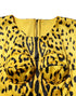 Dolce & Gabbana Yellow Polyester Leopard Midi Sheath Dress